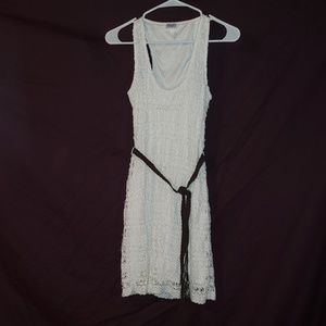 White crochet dress with tassel belt